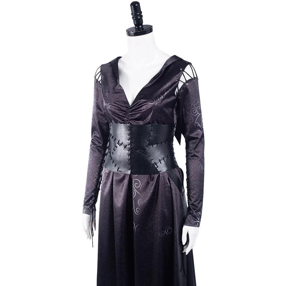 Bellatrix Movie Lestrange Cosplay Costume Black Dress Adult Women Girls Fantasy Outfits Halloween Carnival Party Disguise Suit
