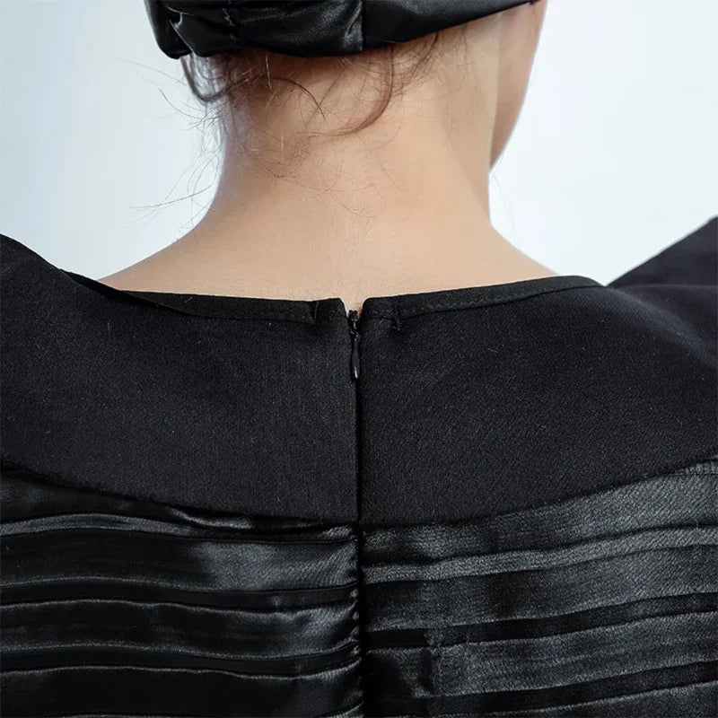 Woman Costume Plus Size Halloween Movie Deluxe Black Long Gown Evil Queen Witch Dress Cosplay Party Costume with Horn Headpiece