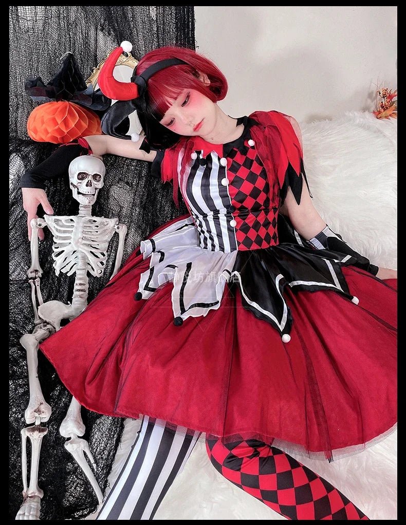 Halloween Costume Clown Cosplay Anime Circus Soul Breaking Clown Dress for Women Disfraz Stage Performance Costume Vestidos 2024
