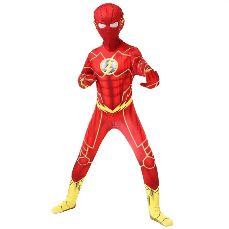 Boys Cosplay Costume Kids Flash  New Year Carnival Party Fancy Dress with Headgear Mask Sets