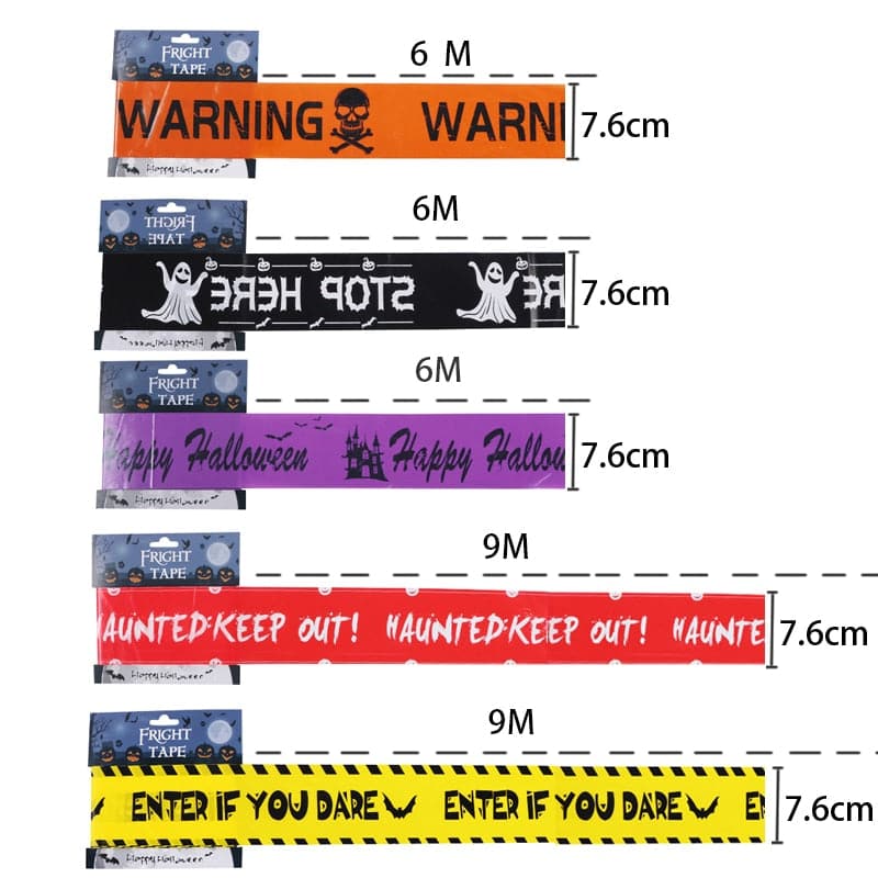 Halloween Skull Head Warning Window Prop: Plastic Warning Line