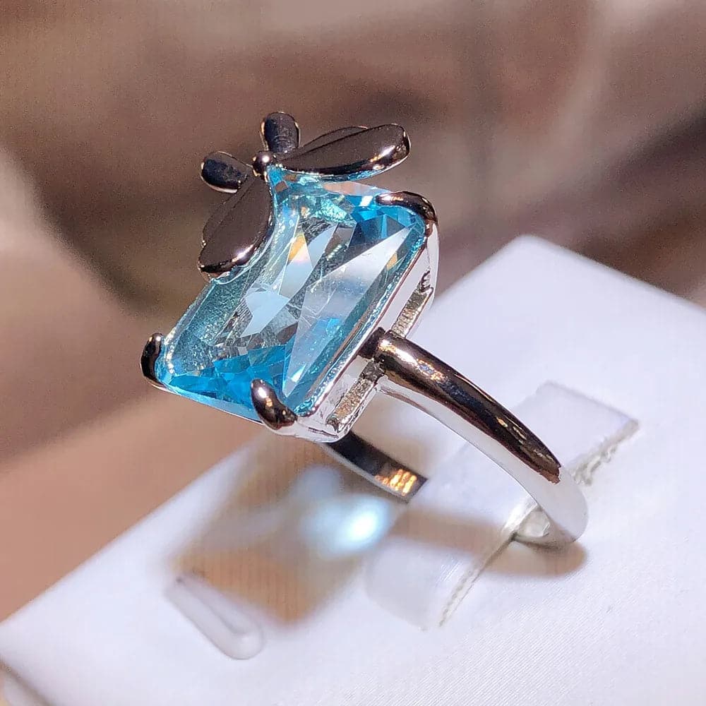 Luxury Sapphire Crystal Couple Ring - Topaz Bow Womens Ring