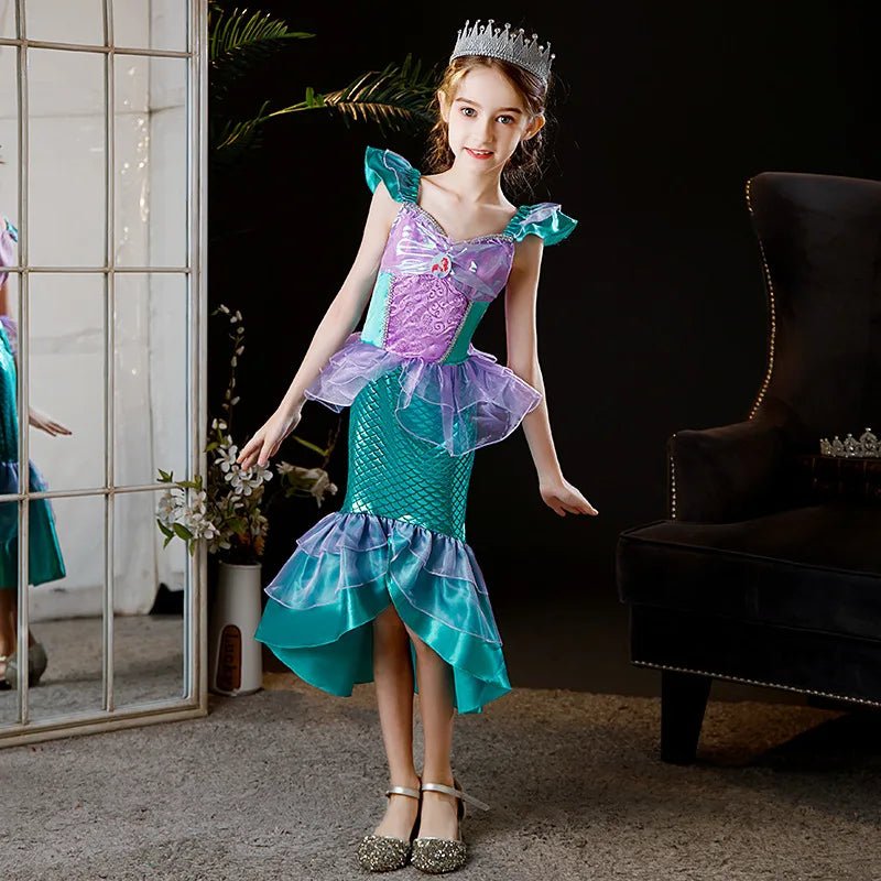 Disney Princess Ariel Cosplay Dress For Girls Halloween Theme Party Mermaid Disguise Outfits Kids Birthday Party Fantasy Costume