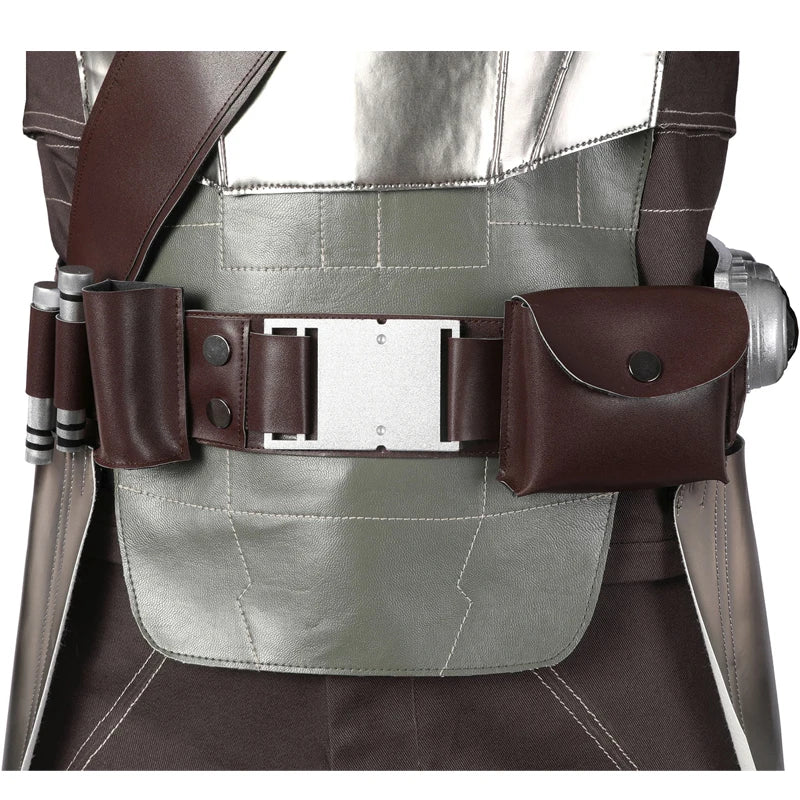 Adult Man Mandalo Cosplay Costume Halloween Din Djarin Leather Cosplay Outfit   Battlesuit Costume Vest Hand Guard Accessories