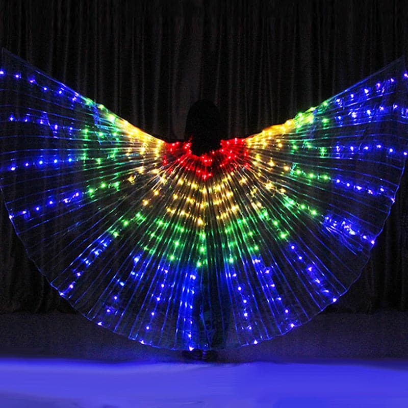 Rainbow Glowing Wing Luminous Wing Belly Dance Costumes Alas Led Party Show Isis Dancewear Fluorescent Light Isis Adult Children