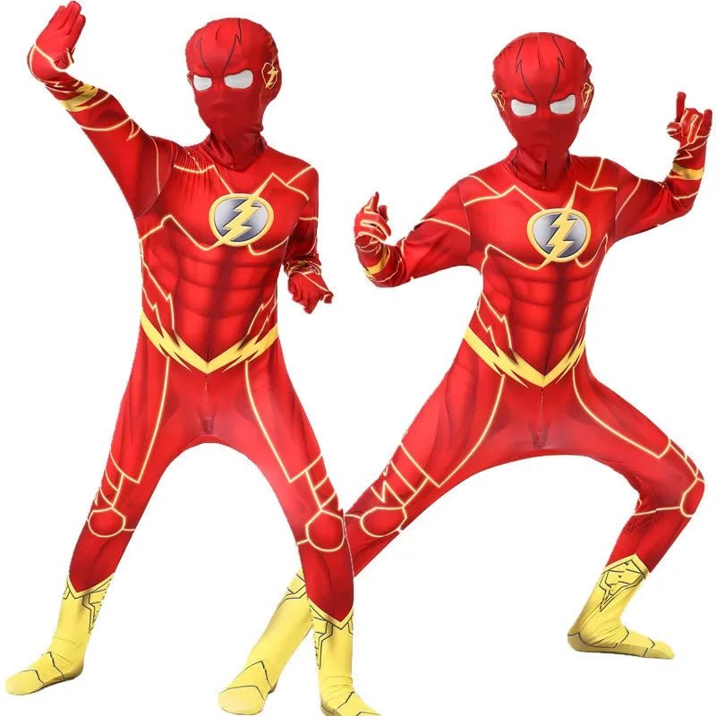 Boys Cosplay Costume Kids Flash  New Year Carnival Party Fancy Dress with Headgear Mask Sets