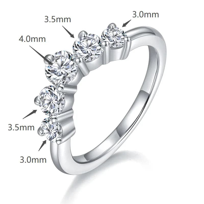 Gorgeous Silver Ring with Diamonds for Her - Sterling Silver Band