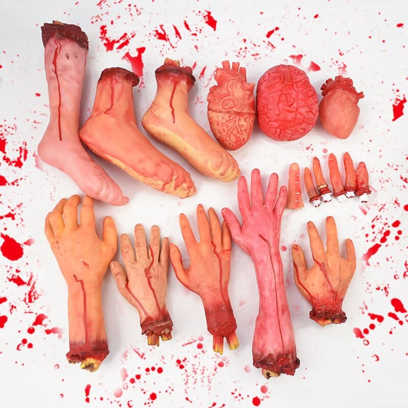 Horror Halloween Party Props Bloody Hand Haunted House Decoration Fake Hand Finger Leg Foot Heart Halloween Home Decor Supplies