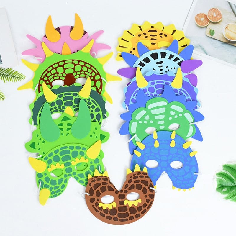 11pcs Jurassic World Dino Mask Set Dinosaur Birthday Decor Masks Masquerade Cosplay Halloween Party Costumes Toy for Kids Decor