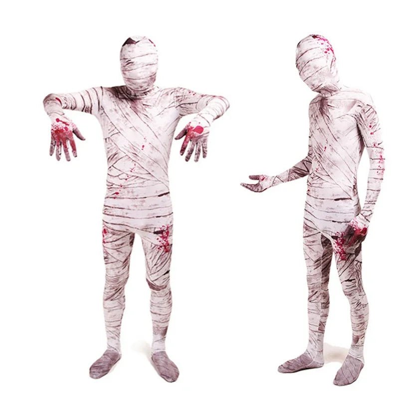 Movie Scary Mummy Cosplay Costume Adult Kids Men Mummy Costumes Mask Zentai Bodysuit Spandex Suit Halloween Costumes Women Man