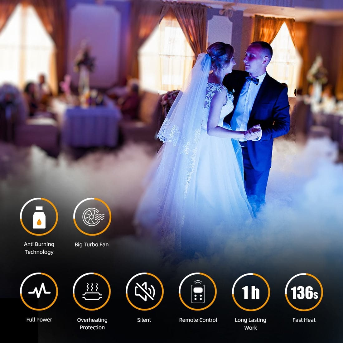 MOKA 2000W Water Base Fog Machine: Wireless Remote Low Lying Effect