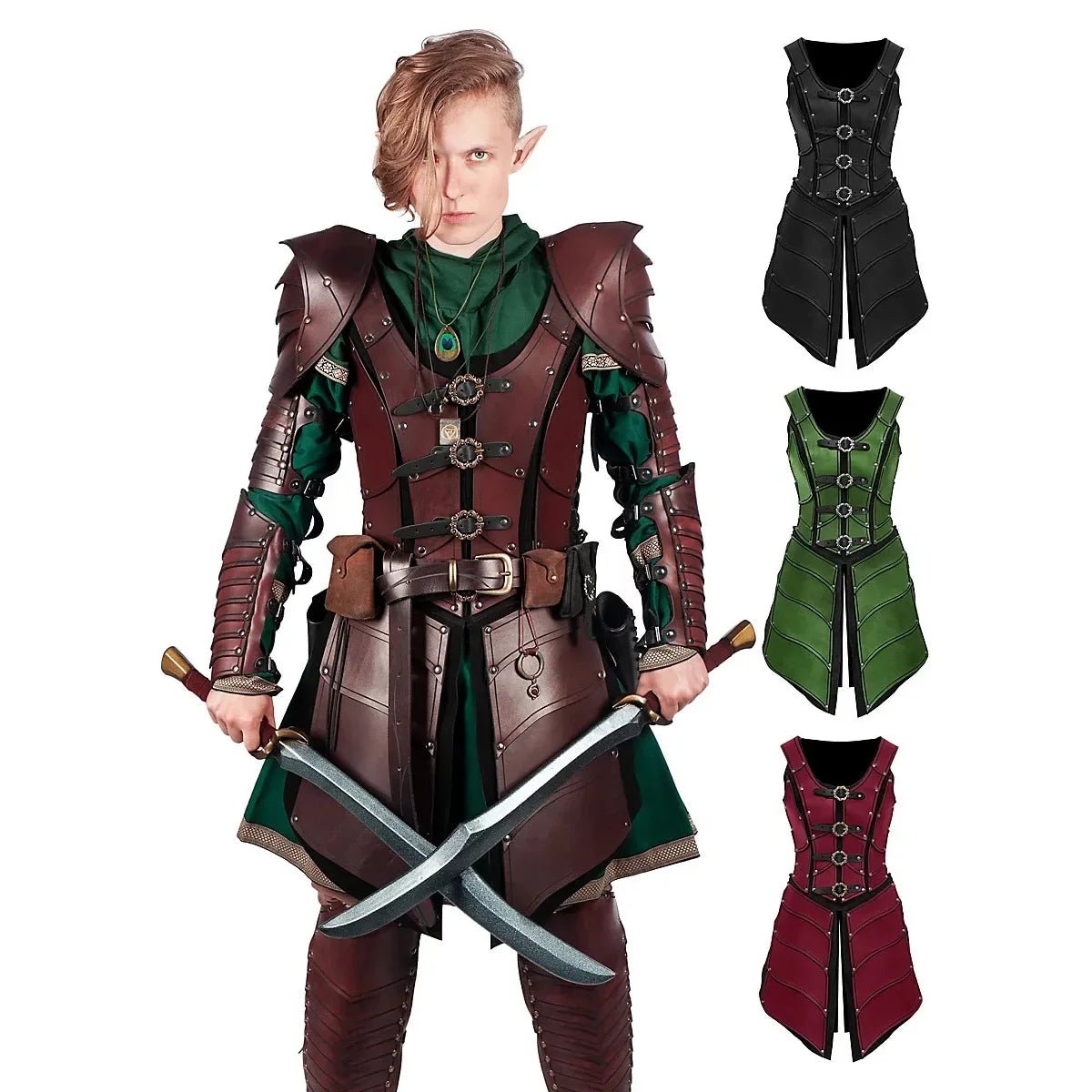 Medieval Viking Knight Pirate Costume Men Renaissance Gothic Pu Leather Body Shoulder Armour Suit Halloween Larp Cosplay Outfits