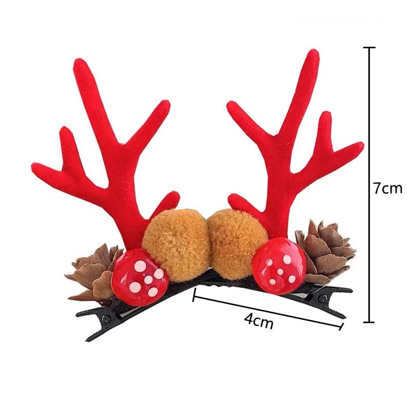 1 Pair Christmas Hair Clips Cartoon Plush Elk Ear Hairpins Santa Snowman Barrette For Kids Women Cosplay Headwear Xmas New Year