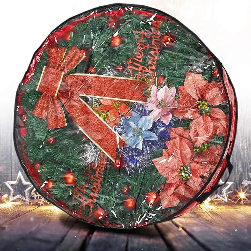 Foldable Christmas Tree Bag Xmas Wreath Storage Bag Wreath Bag For Storing Christmas Garland Dustproof Cover Home Storage Bags
