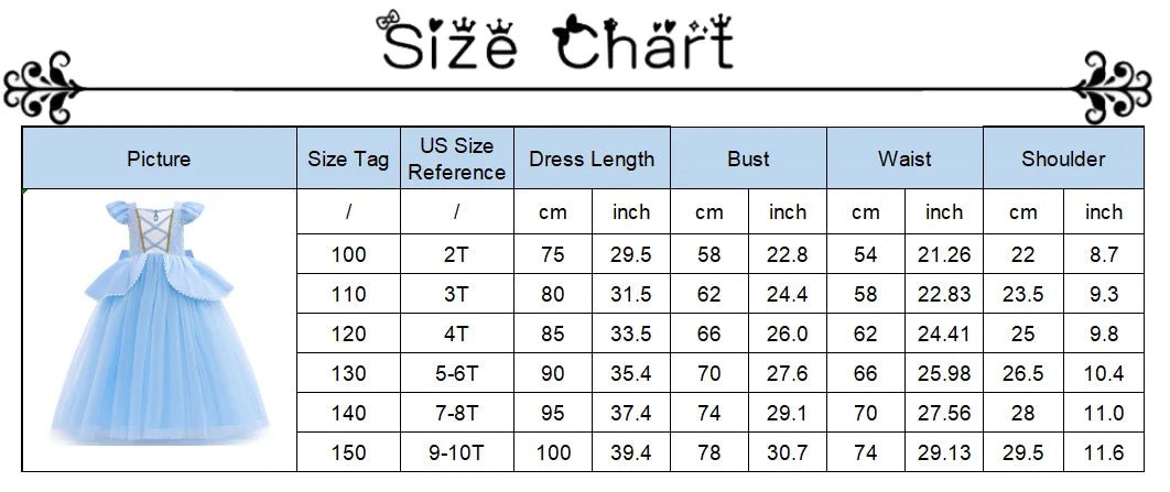 Disney Girl Cinderella Cosplay Dress Up Clothes For Girls Halloween Carnival Party Princess Costume Kids Birthday Wedding Gown