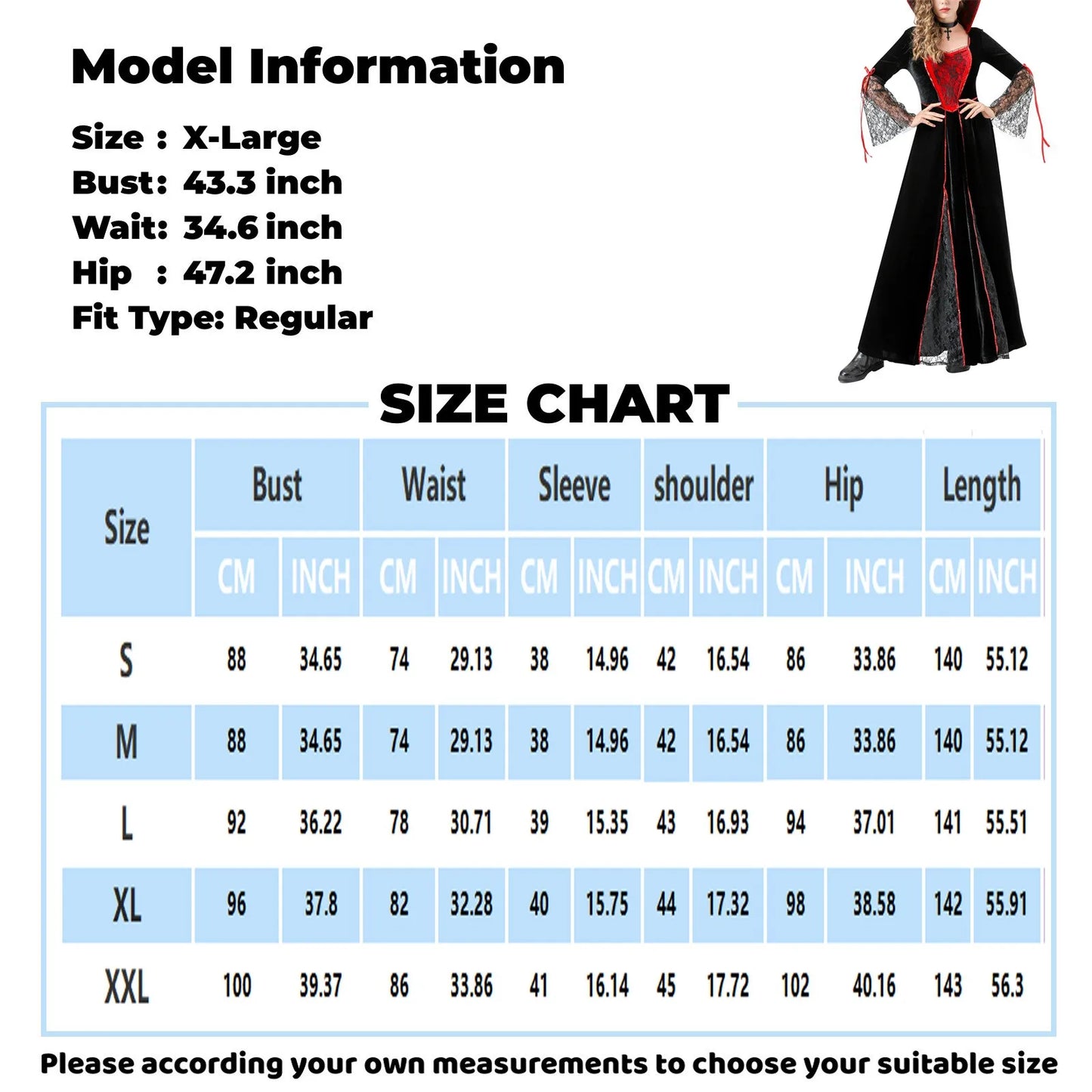 Women'S Halloween Costumes Red And Black Cos Vampire Long Dress Costume With Neck Ornaments Set Exquisite Mesh Patchwork Dresses