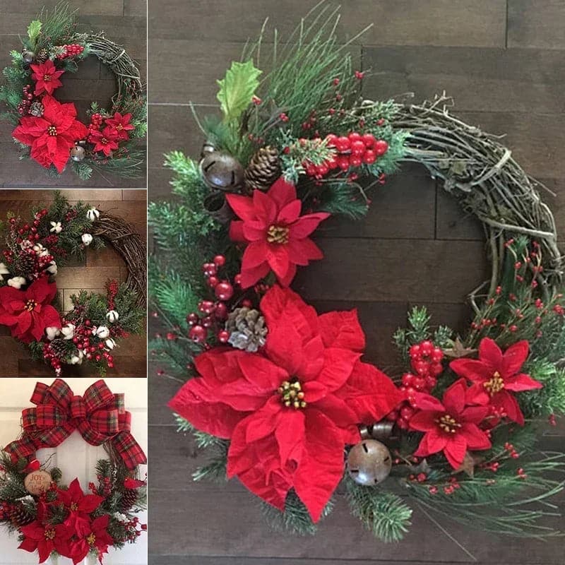 Christmas Wreath Artificial Hanging Xmas Wreath For Front Door Window Wall Christmas Decoration Navidad New Year Party Decor