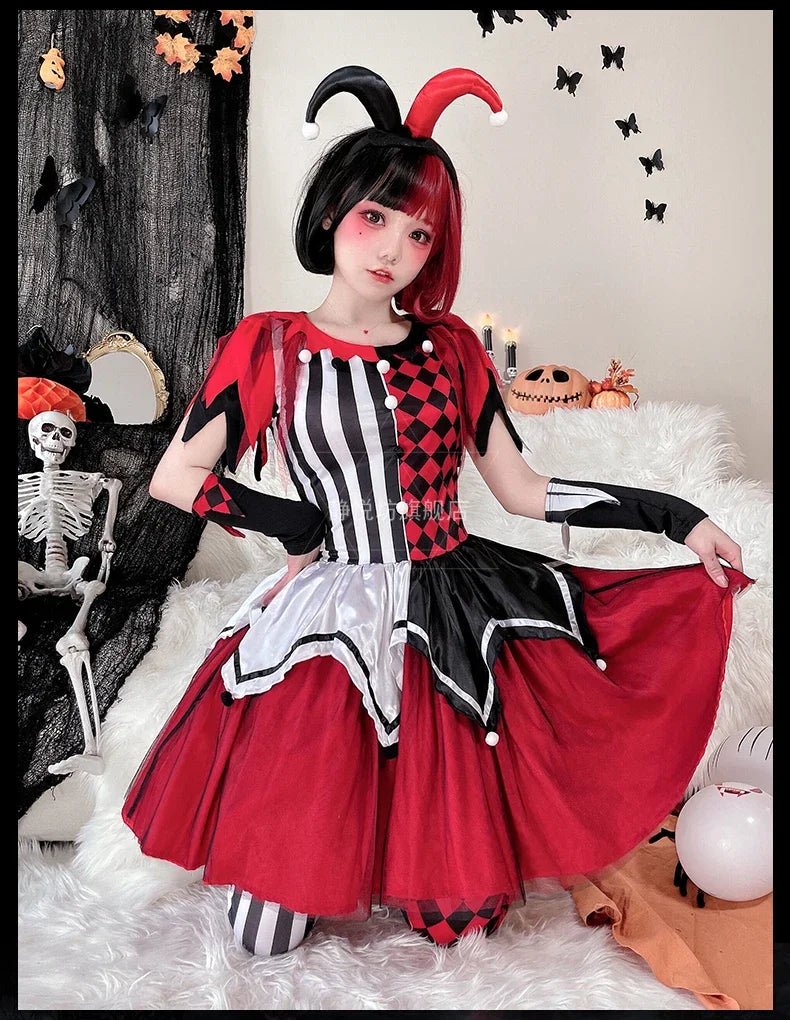 Halloween Costume Clown Cosplay Anime Circus Soul Breaking Clown Dress for Women Disfraz Stage Performance Costume Vestidos 2024