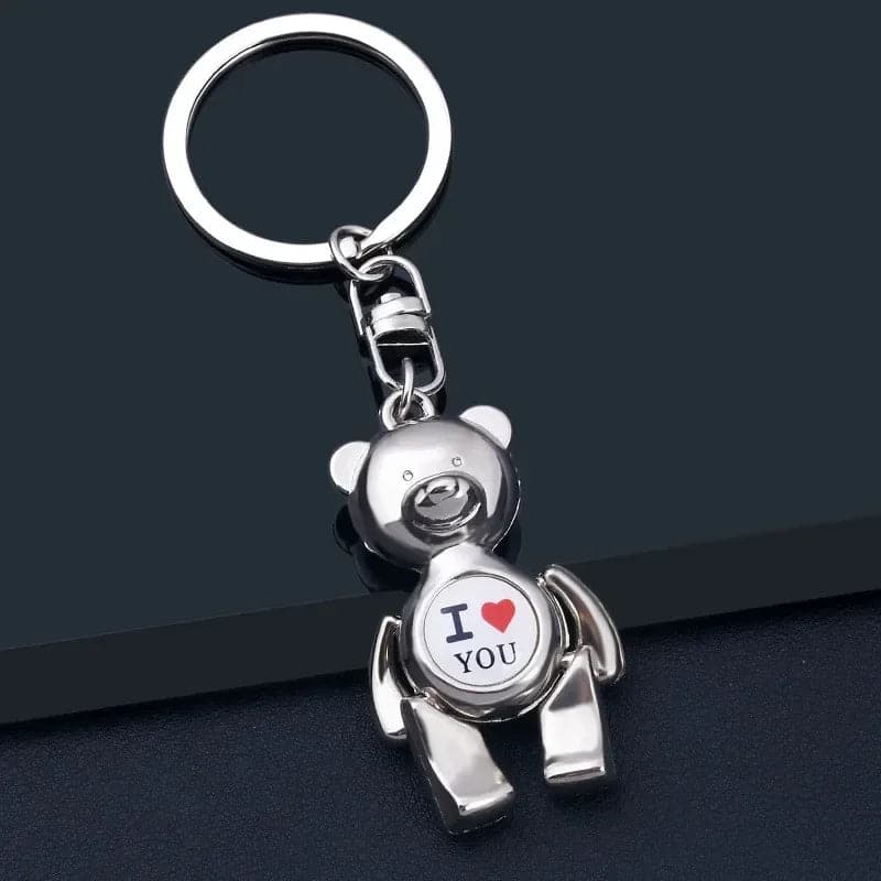 Metal Cute Teddy Bear Keychain - I Love You 3d Animal Alloy