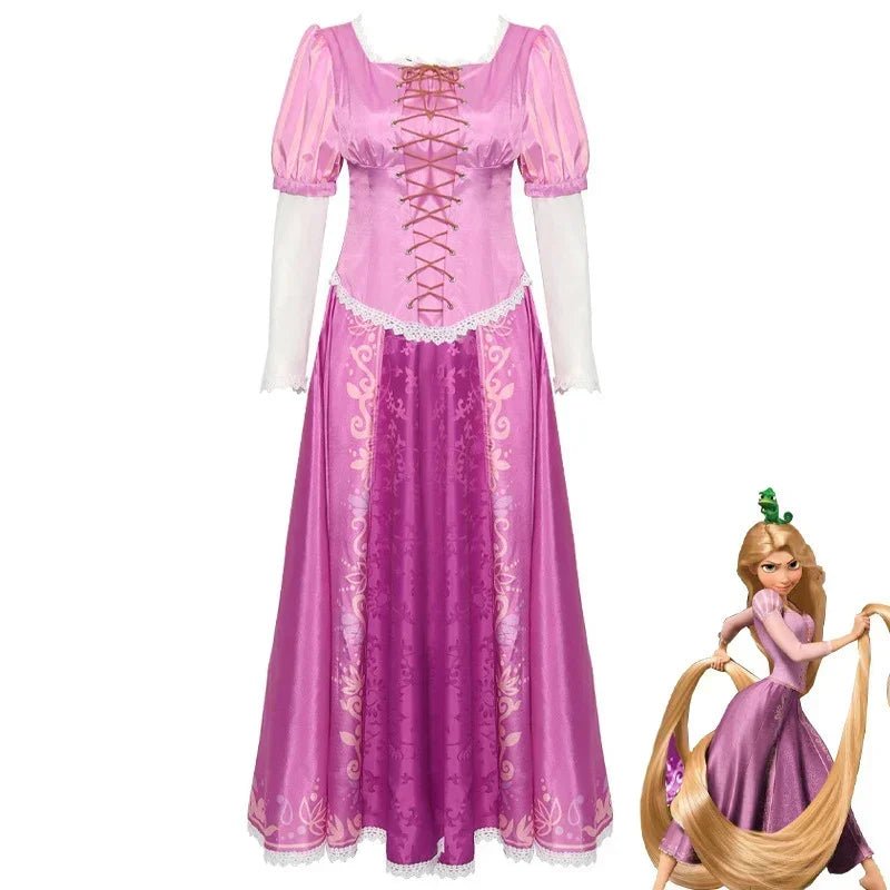 MINISO Rapunzel Costume Adult Women Tangled Rapunzel Princess Purple Dress Cosplay Halloween Carnival Party Clothes for Girls