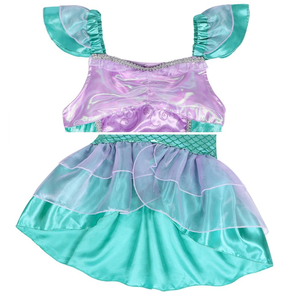 Disney Princess Ariel Cosplay Dress For Girls Halloween Theme Party Mermaid Disguise Outfits Kids Birthday Party Fantasy Costume