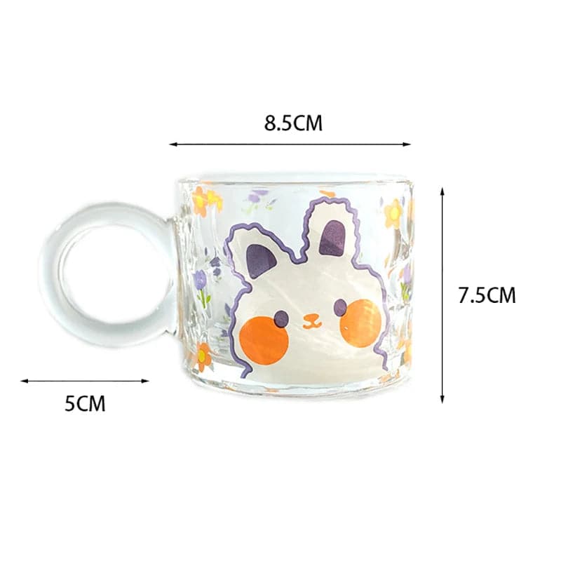 Adorable Tulip Printed Glass Mug - High-Value Ins Style Amber Glass Mug