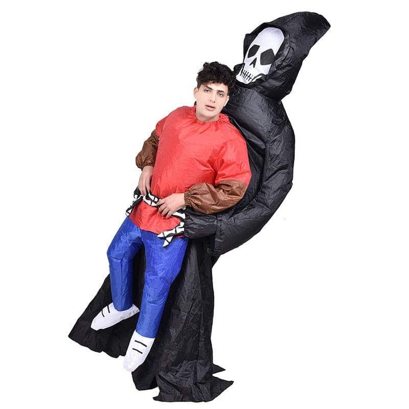 Adult Unisex Funny Death Ghost hugging people Inflatable Costume Halloween Carnival Holiday Theme Party Performance Clothes