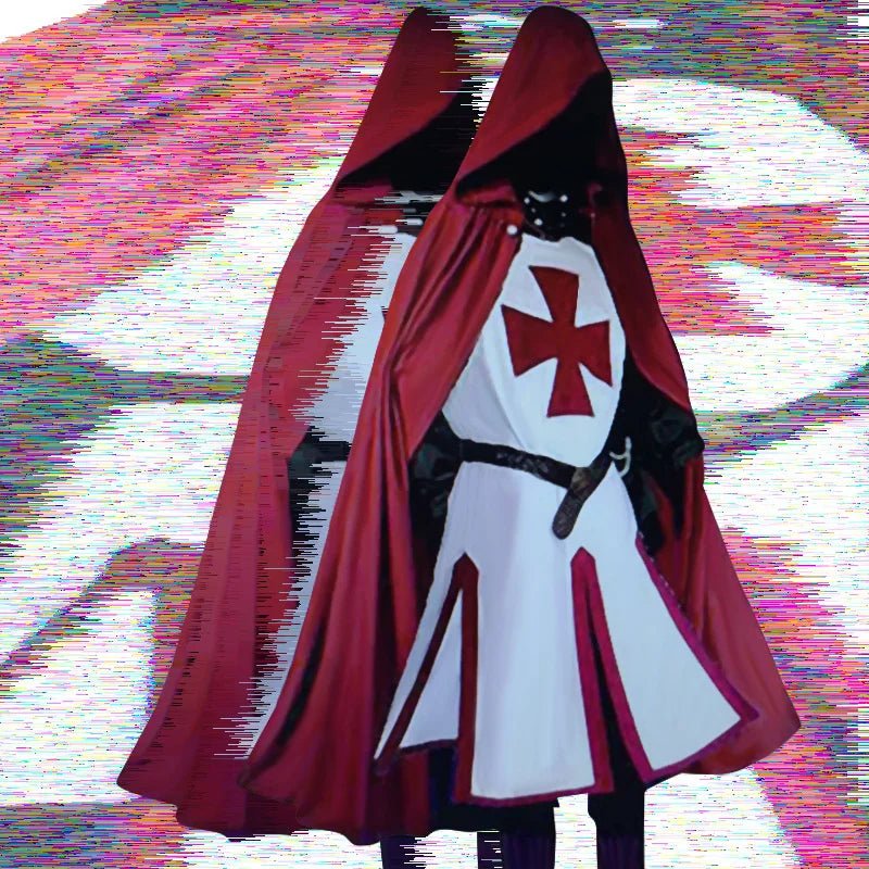S-4XL Mens Medieval Crusader Knights Templar Tunic Cosplay Costumes Renaissance Halloween Surcoat Warrior Black Plague Cloak Top