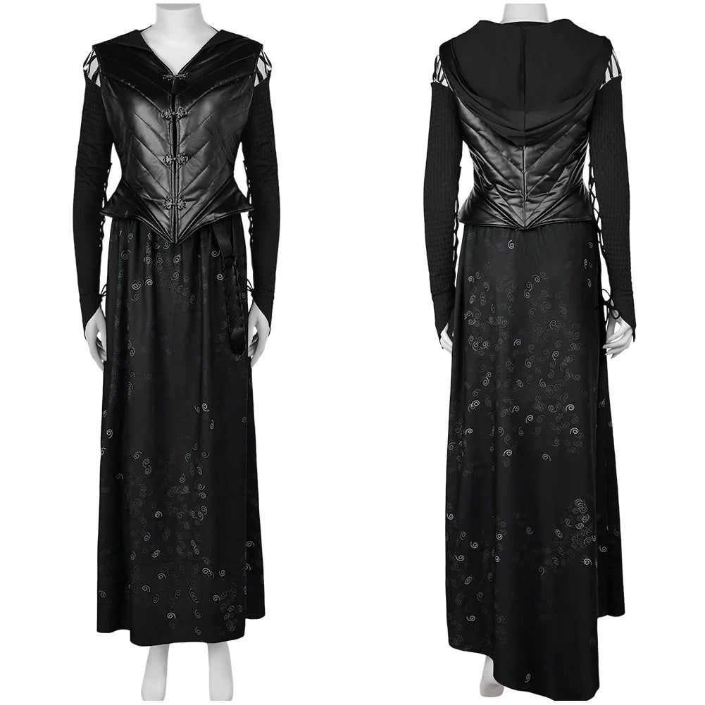 Bellatrix Movie Lestrange Cosplay Costume Black Dress Adult Women Girls Fantasy Outfits Halloween Carnival Party Disguise Suit