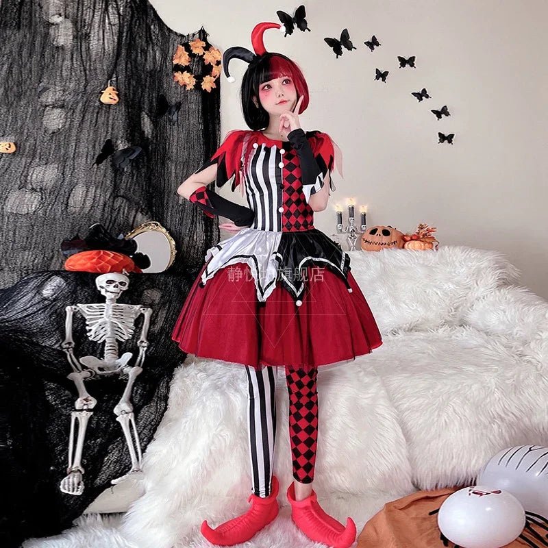 Halloween Costume Clown Cosplay Anime Circus Soul Breaking Clown Dress for Women Disfraz Stage Performance Costume Vestidos 2024