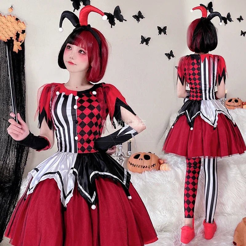 Halloween Costume Clown Cosplay Anime Circus Soul Breaking Clown Dress for Women Disfraz Stage Performance Costume Vestidos 2024