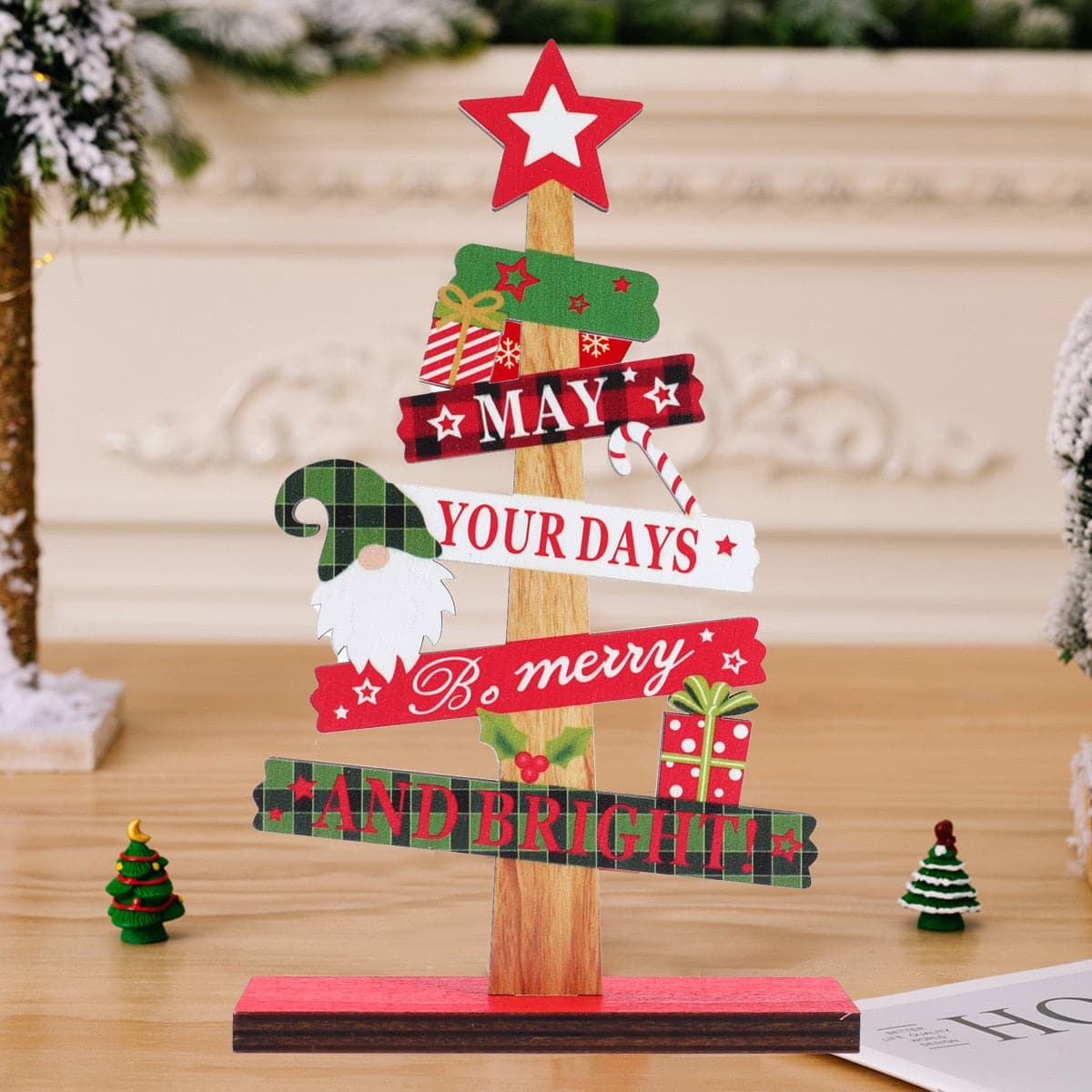DIY Desktop Christmas Tree Wooden Signs Christmas Decorations 2023 for Home Table Decor Navidad Natal Noel Gifts New Year 2024