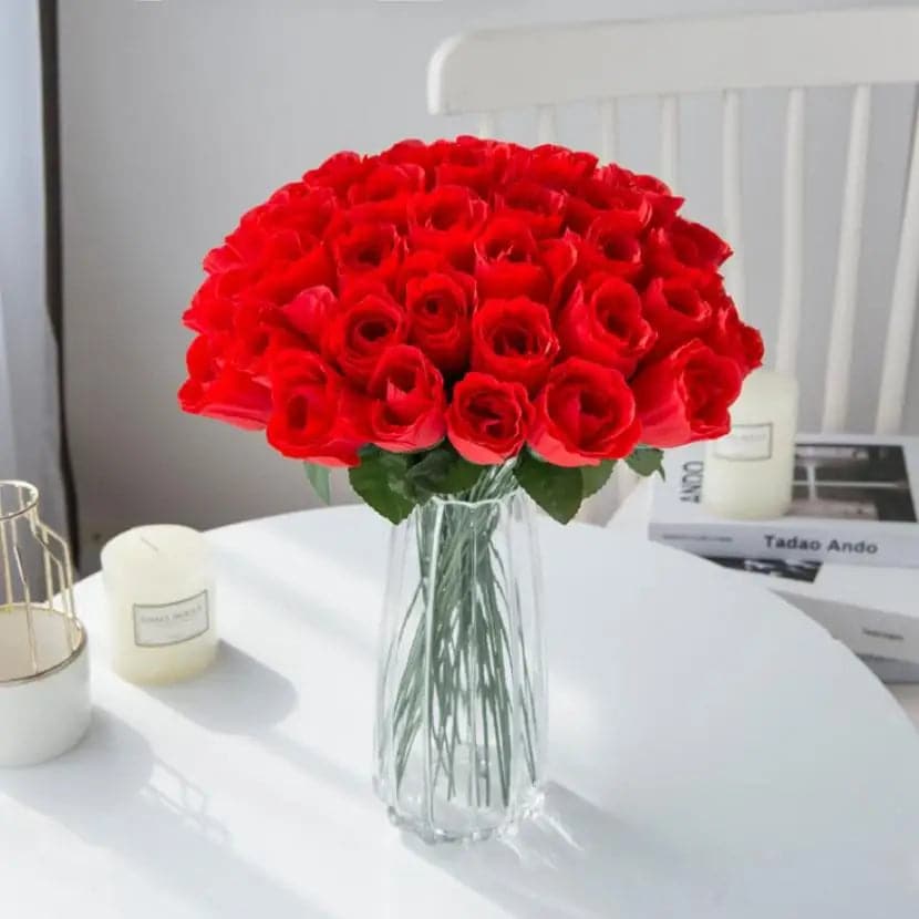 Red Rose Bouquet for Valentine - Silk Roses Bouquet