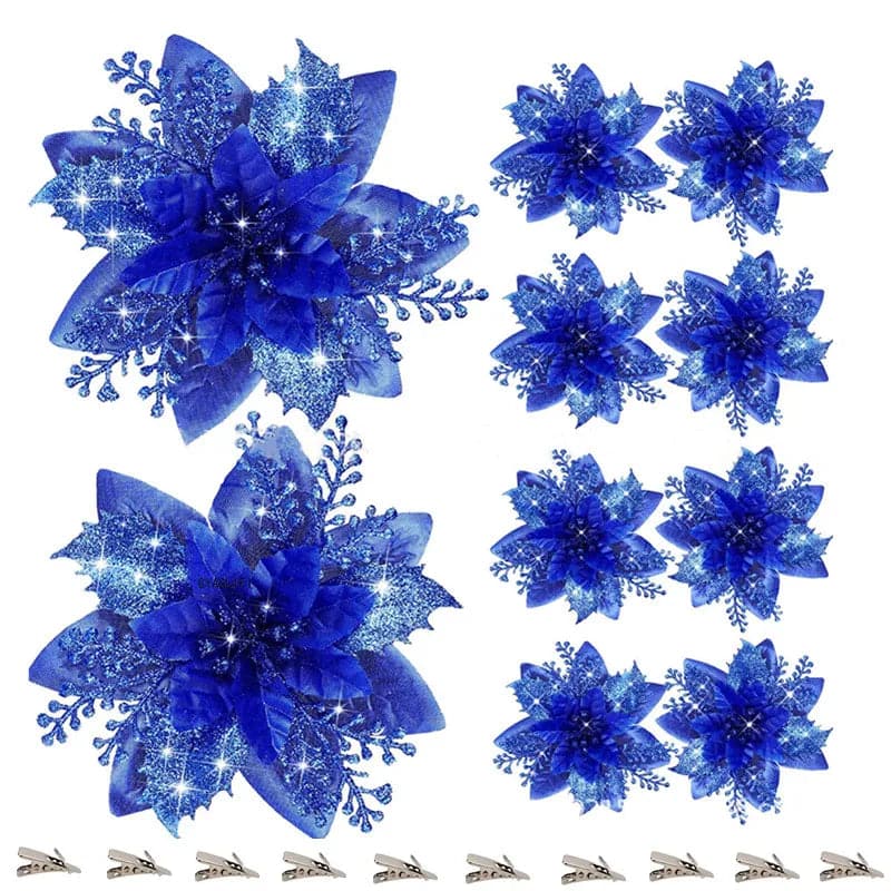 10/5/1pcs 14.5cm Glitter Artifical Christmas Flowers  Christmas Tree Decoration Happy New Year Ornaments Xmas Fake Flowers natal