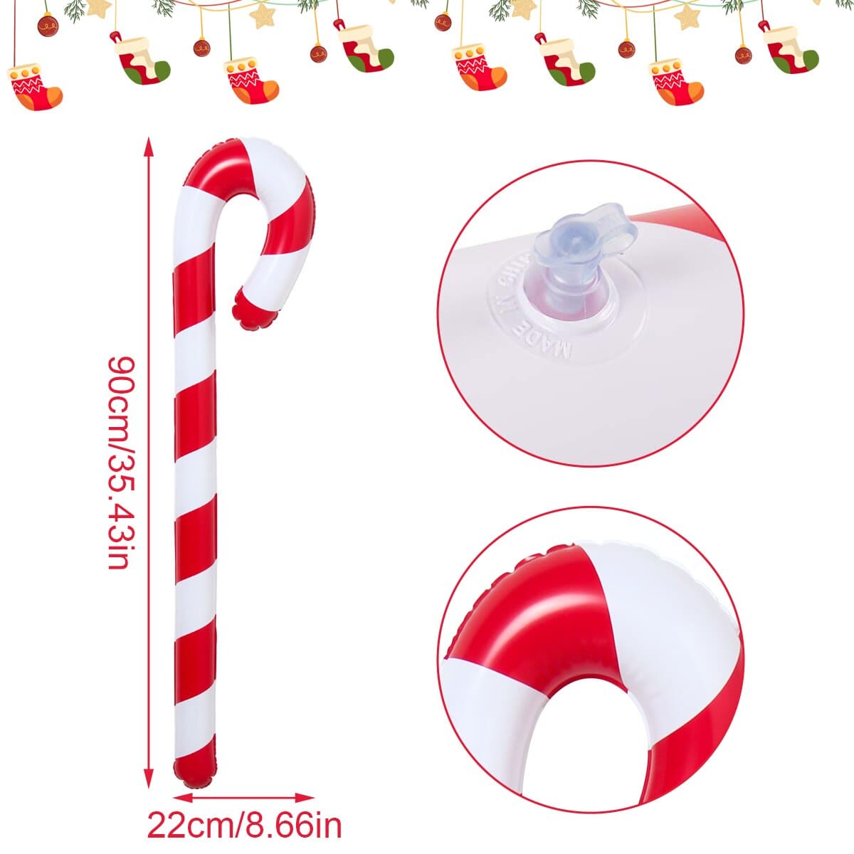 Christmas Inflatable Candy Cane Stick Balloon Merry Christmas Decoration 2023 for Home Navidad Natal Gifts Happy New Year 2024