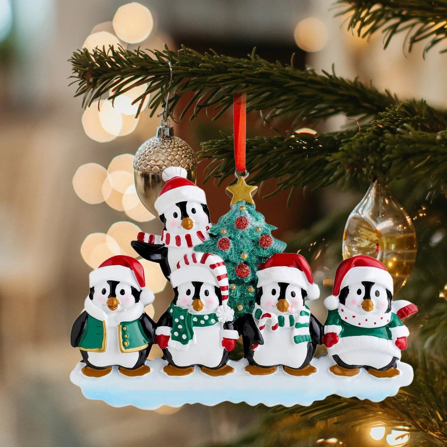 Personalized Family Christmas Ornament Cute Penguin Holiday Winter Gift 2021 Durable Family Ornament Christmas Tree Decorations