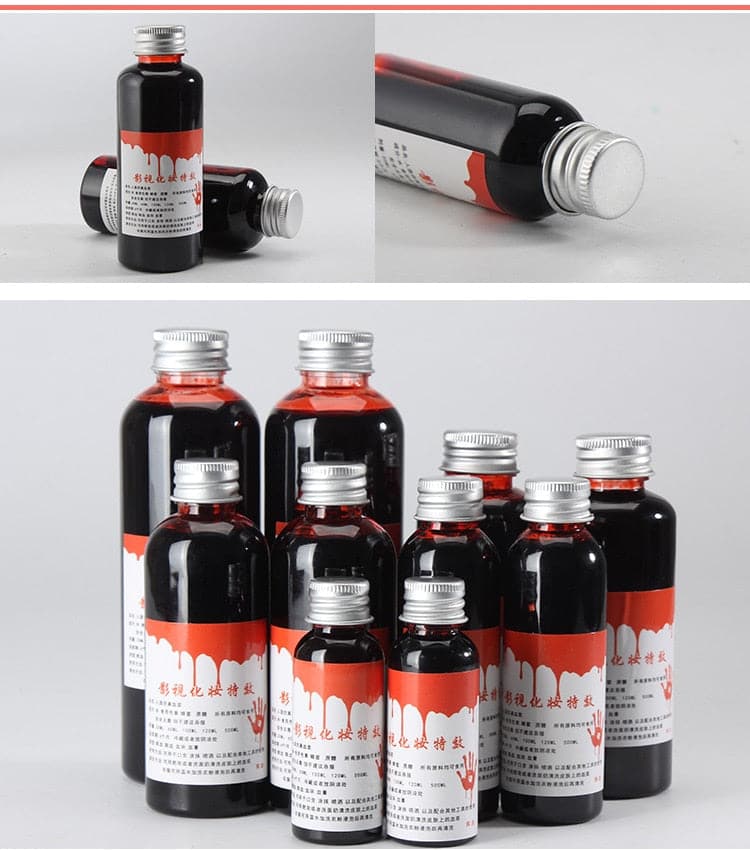200ML Fake Blood Halloween Vampire Zombie Blood Props Cosplay Makeup, Atmosphere Simulation Props Blood Splash Safe Washable