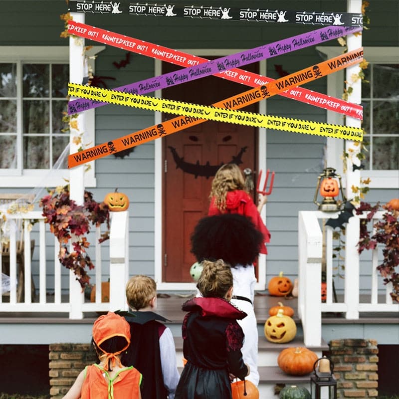 Halloween Skull Head Warning Window Prop: Plastic Warning Line