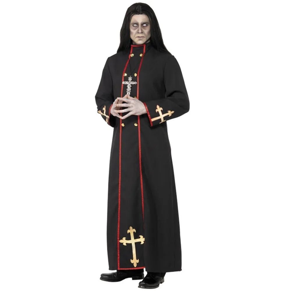 Horror Priest Robe Missionary Priest Cosplay Costumes Halloween Carnival Terror Father Black Robe Men Godfather Cosplay Dress up
