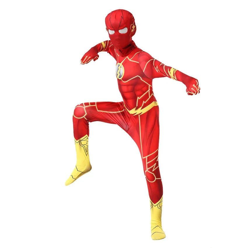 Boys Cosplay Costume Kids Flash  New Year Carnival Party Fancy Dress with Headgear Mask Sets