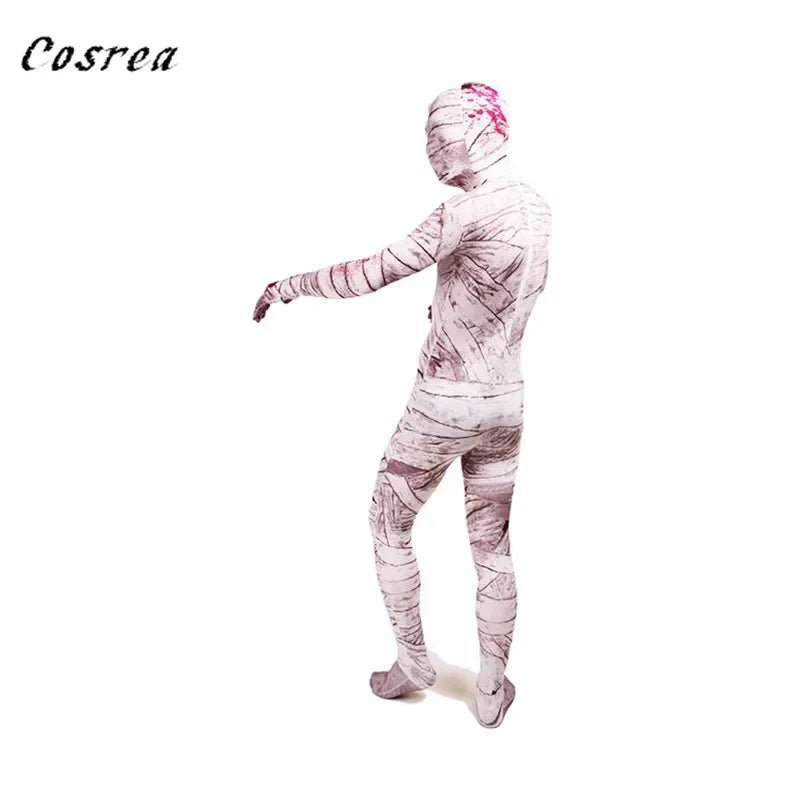 Movie Scary Mummy Cosplay Costume Adult Kids Men Mummy Costumes Mask Zentai Bodysuit Spandex Suit Halloween Costumes Women Man