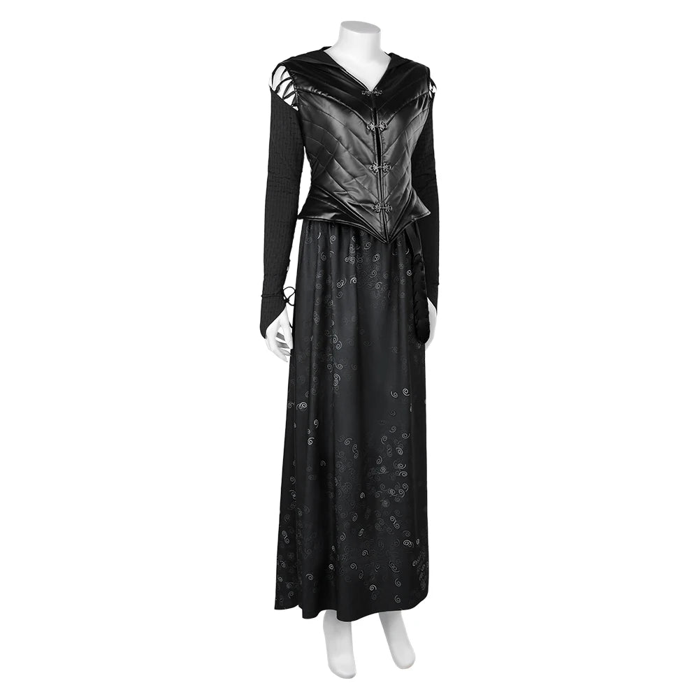 Bellatrix Movie Lestrange Cosplay Costume Black Dress Adult Women Girls Fantasy Outfits Halloween Carnival Party Disguise Suit