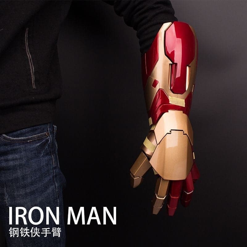 Hot Mk43 Avengers Marvel 1:1 Iron Man Glowing Arm Gloves Cosplay Performance Props Wearable Figure Toys Gifts