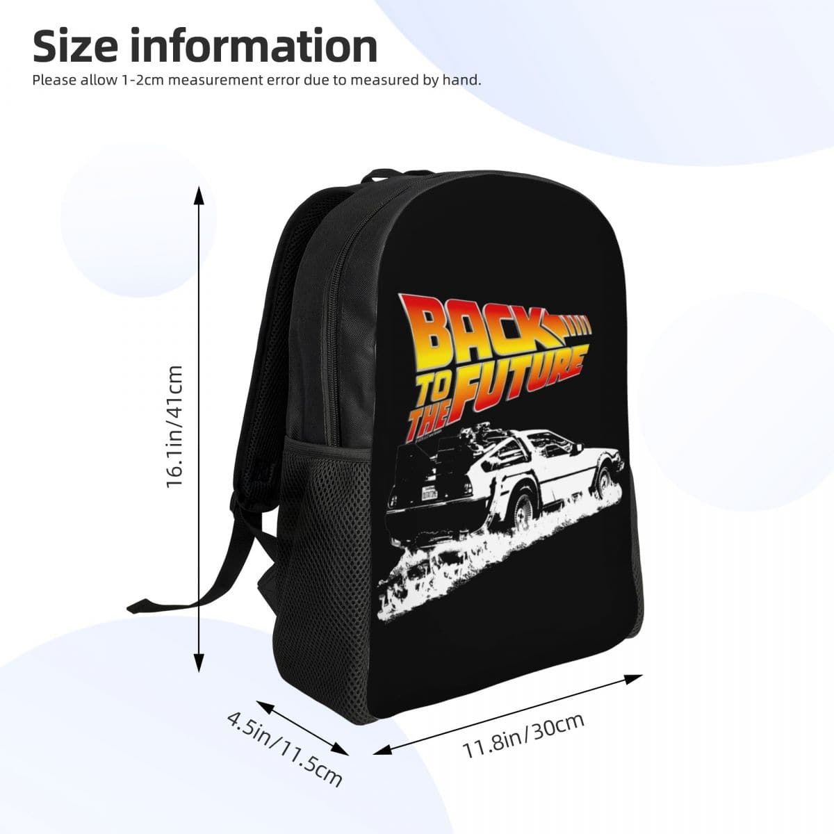 Back To The Future Movie Backpacks Men Women Basic Bookbag for College School DeLorean Fire Tracks White Stencil Fan Art Bags