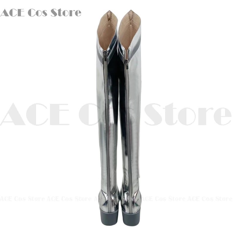 Hazbin Lute Wig Halo Angel Cosplay Costume Shoes Hotel Fight Boots Halloween Carnaval Party Silver Color Anime Cosplay Prop