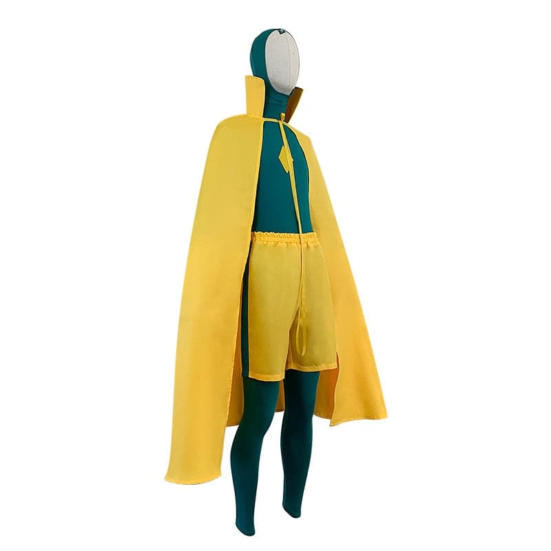 4pcs Movie Wanda Vision Cosplay Costume Superhero Vision Jumpsuit + Cloak + Shorts Sets Halloween Carnival Party Men Costumes