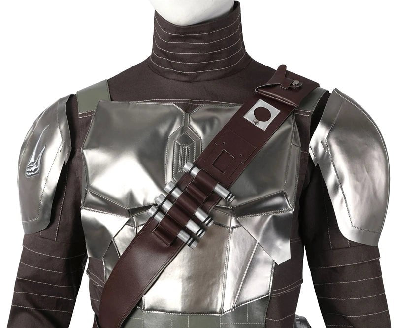 Adult Man Mandalo Cosplay Costume Halloween Din Djarin Leather Cosplay Outfit   Battlesuit Costume Vest Hand Guard Accessories