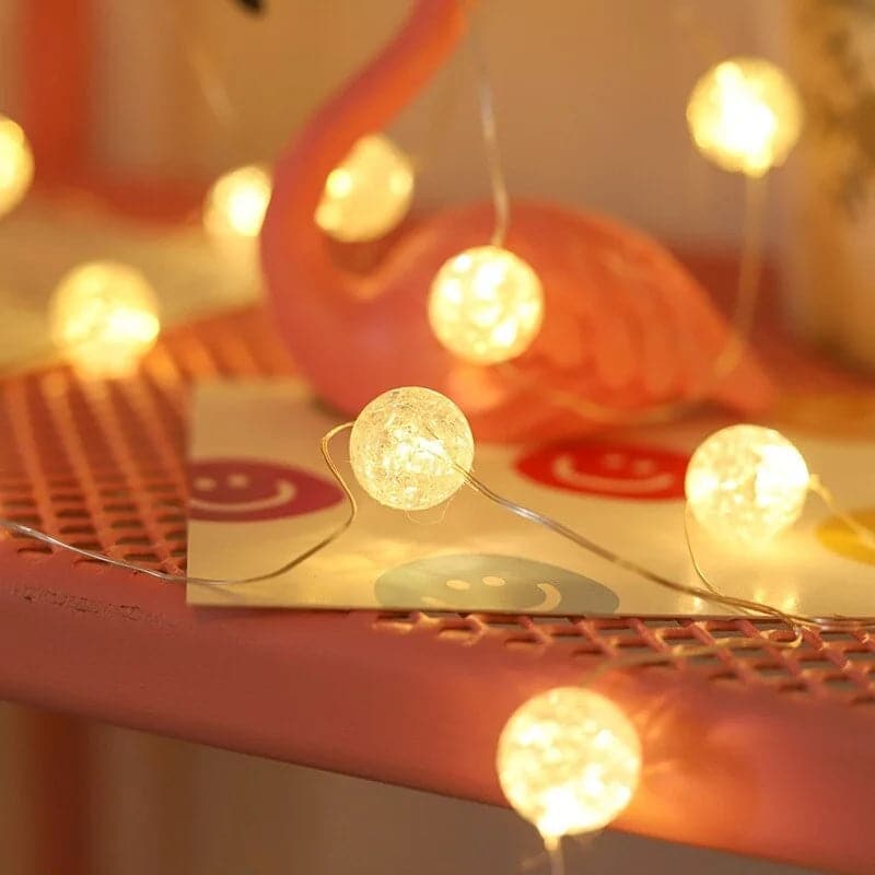 LED Light String Bedroom Living Room Garden Fairy Lights Wedding Christmas Party New Year Decoration Crack Ball Garland Lamp