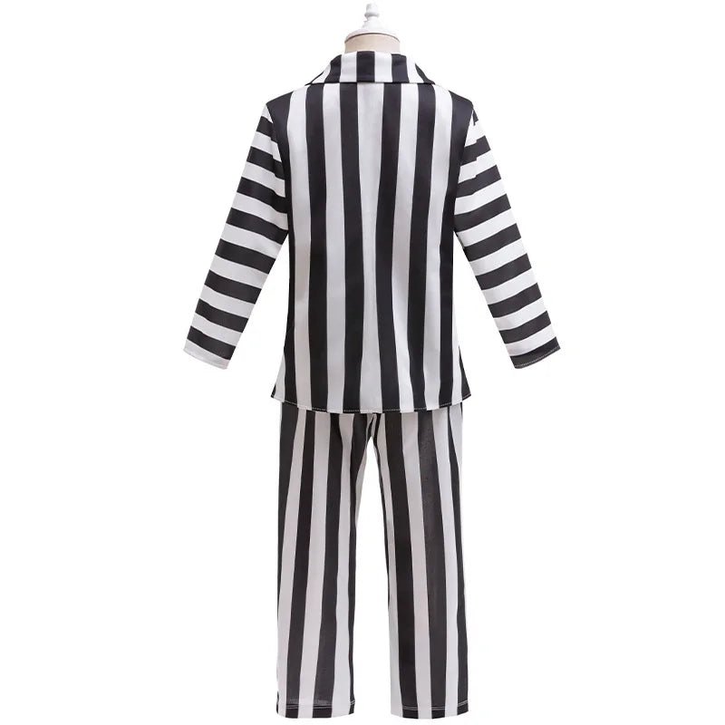 Kids boys Beetle 2 Coat Suit Cosplay Children Boys Girls Striped Top Pants Costume Halloween Carnival Dress Up Party Costume