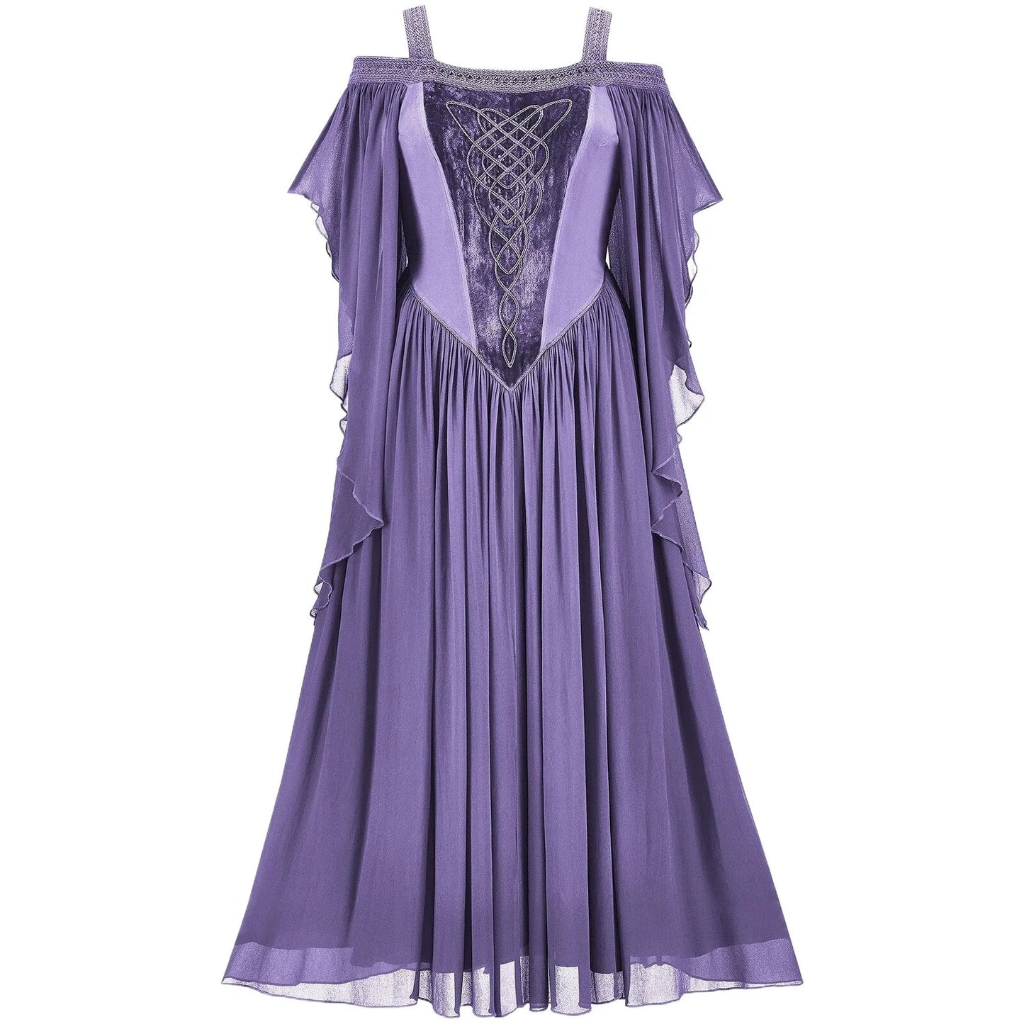 Medieval Witch Dress Women Halloween Carnival Party Fancy Dresses Cold Shoulder Butterfly Sleeve Cosplay Halloween Gothic Dress